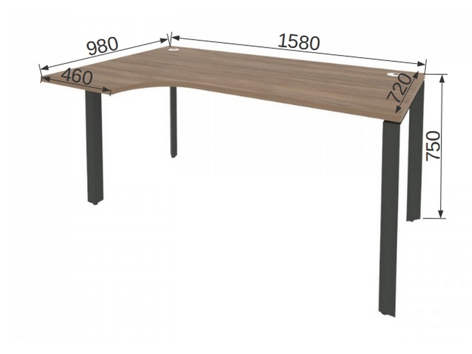 Мебель для персонала ONIX METALL O.MP-SA-1L Стол эргономичный левый на П-образном м/к