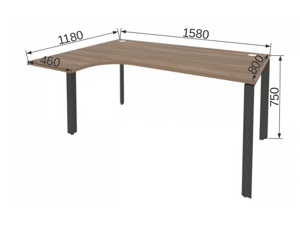 Мебель для персонала ONIX METALL O.MP-SA-4L Стол эргономичный левый на П-образном м/к